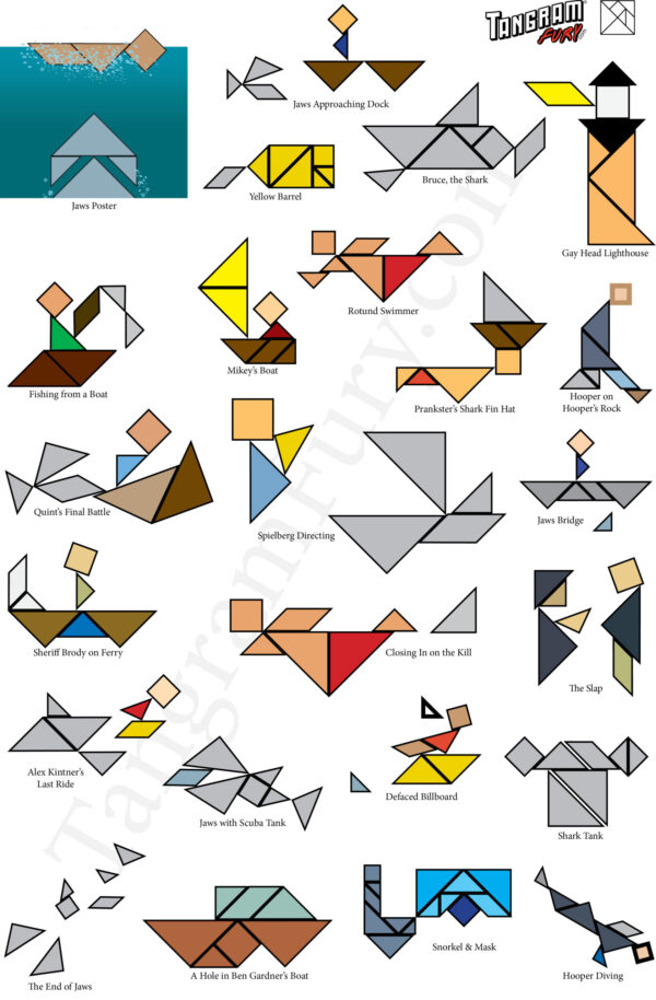 Jaws Tangrams on White Background